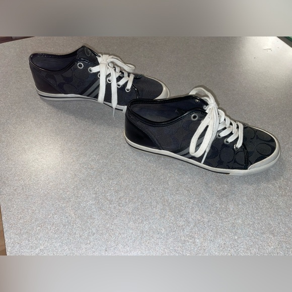 Coach Women's Folly Black Signature Logo Canvas Stripe Sneaker Size US 6 - Picture 6 of 6